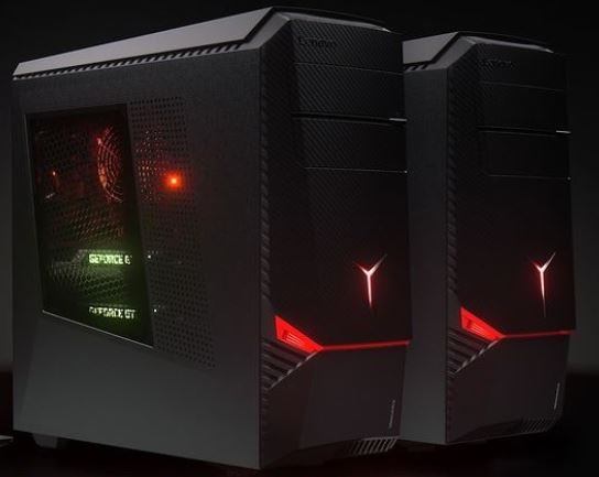 Home Page background - Two Lenovo Gaming Computers along with a laptop and a headset - Mobile version
