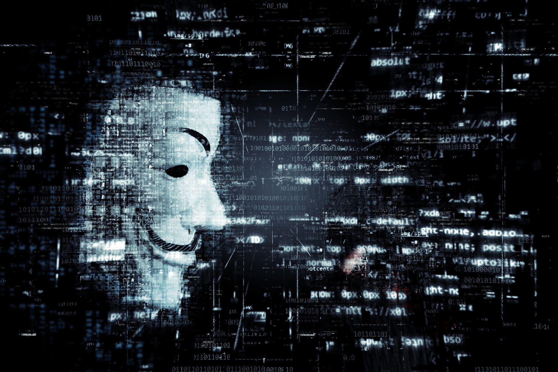 The Anonymous mask in the world of computing background